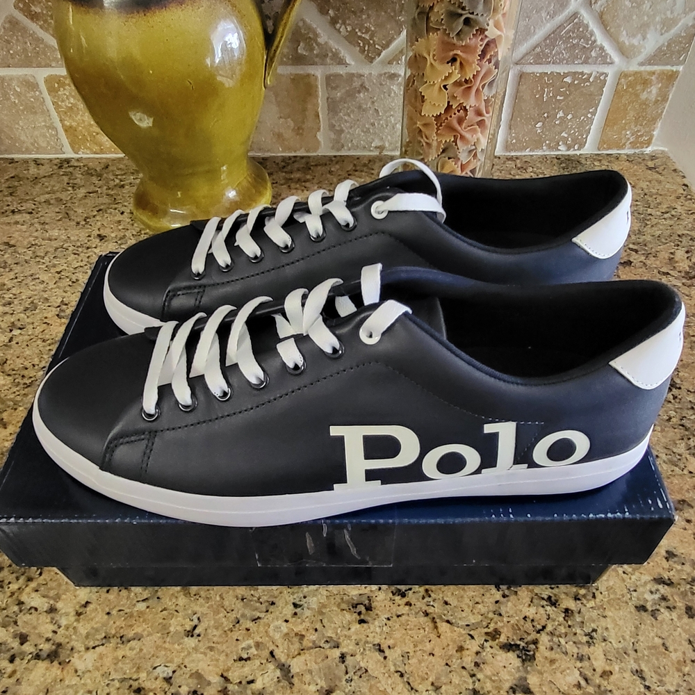 Polo by Ralph Lauren Navy Blue and White Men's Sneakers size 12